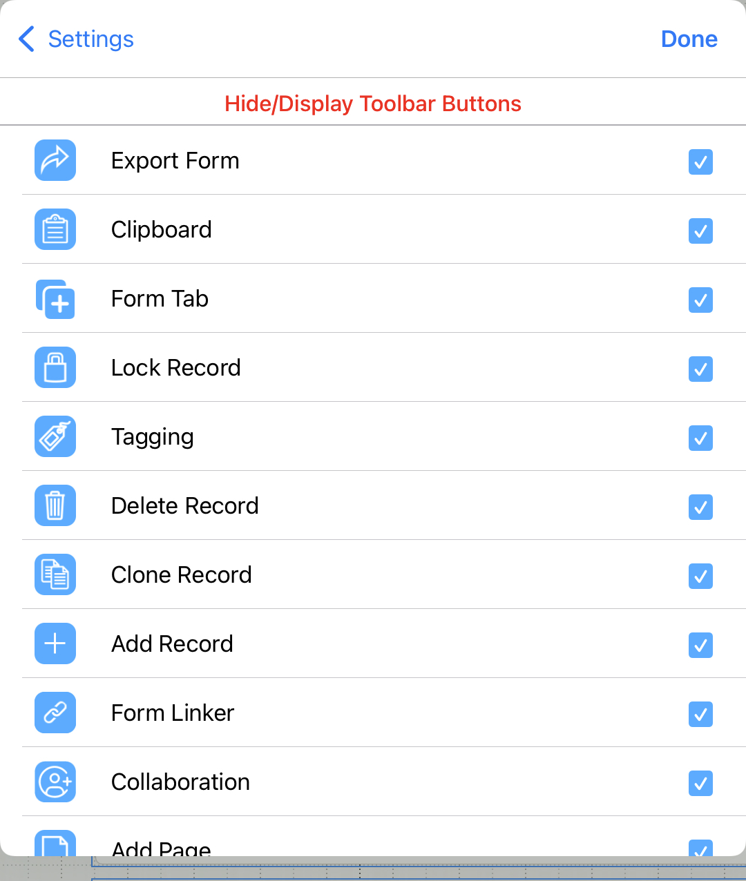 Hide or Display the Buttons on the Toolbar – FormConnections